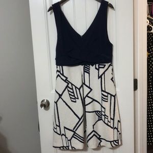 Navy and white v-neck dress size 16